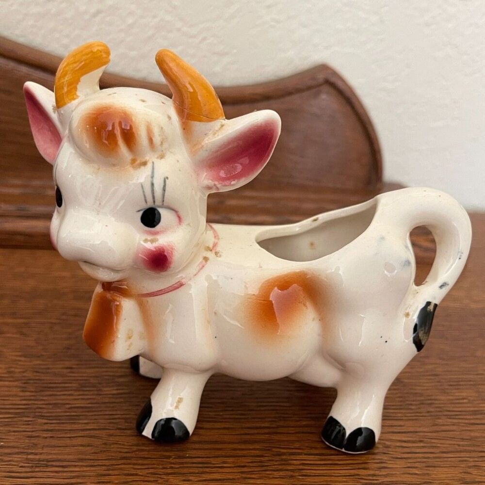 Vtg Cow Elsie Creamer Planter Kitchen 1960s Kitch Hand Painted Japan Farmhouse